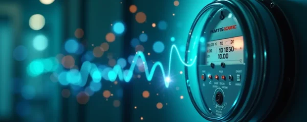 Illustration symbolique d'une installation électrique professionnelle moderne avec des éléments visuels représentant la puissance, les tarifs et les options de contrat d'électricité