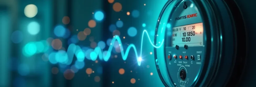 Illustration symbolique d'une installation électrique professionnelle moderne avec des éléments visuels représentant la puissance, les tarifs et les options de contrat d'électricité