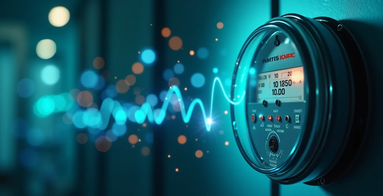 Illustration symbolique d'une installation électrique professionnelle moderne avec des éléments visuels représentant la puissance, les tarifs et les options de contrat d'électricité