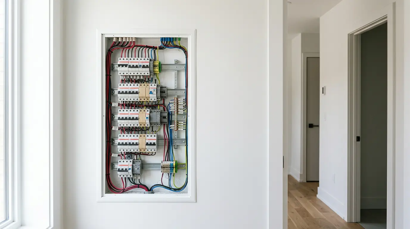 Installation électrique moderne dans un logement avec tableau conforme optimisé pour la location