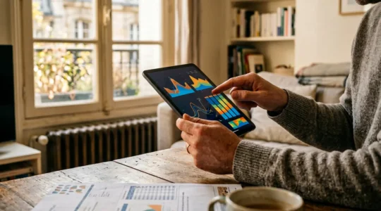 Personne consultant attentivement des données énergétiques détaillées pour choisir l'offre la plus adaptée