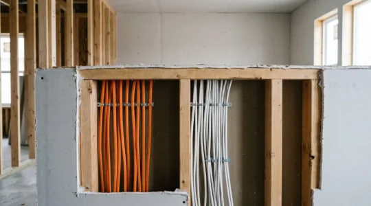 Installation électrique avec séparation des câbles courant fort et courant faible selon la norme NF C 15-100