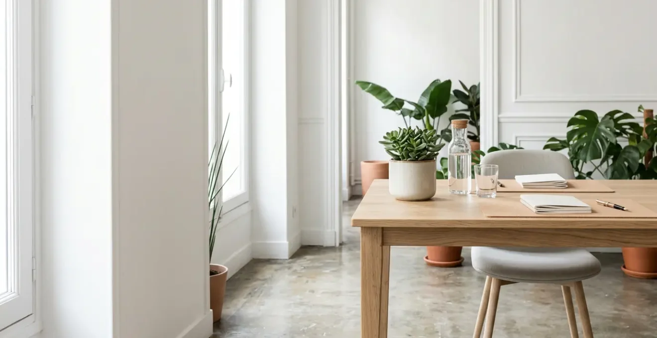 Espace de travail professionnel d'une TPE française avec éclairage naturel symbolisant la transition vers l'électricité verte