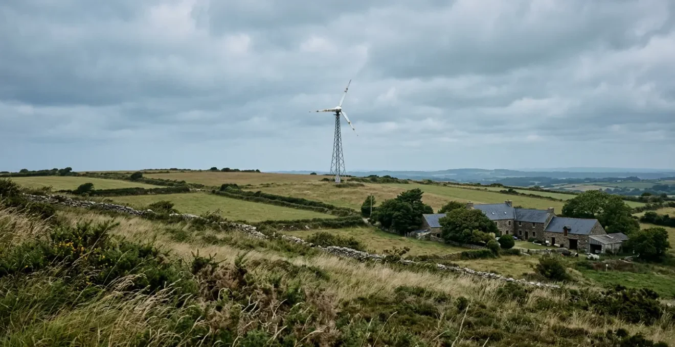 Décision énergétique face à une éolienne domestique sur terrain rural français