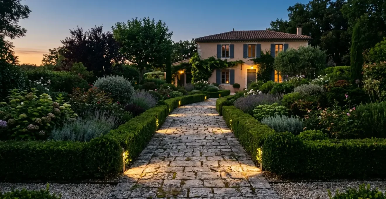 Installation professionnelle d'éclairage extérieur de jardin conforme aux normes électriques françaises
