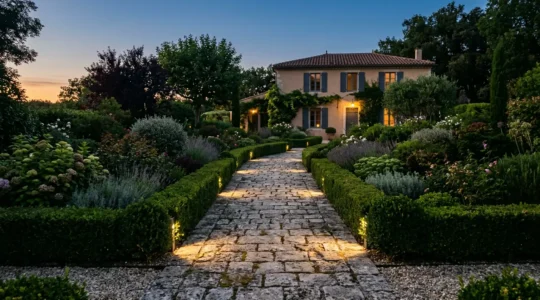 Installation professionnelle d'éclairage extérieur de jardin conforme aux normes électriques françaises