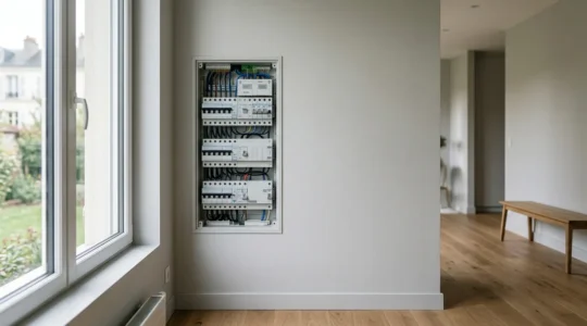 Installation électrique conforme aux normes françaises dans un environnement résidentiel moderne