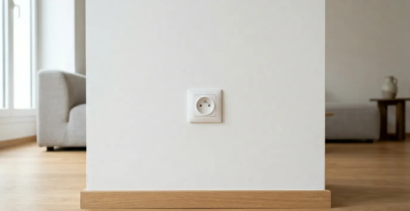 Prise électrique murale avec terre dans un intérieur résidentiel moderne