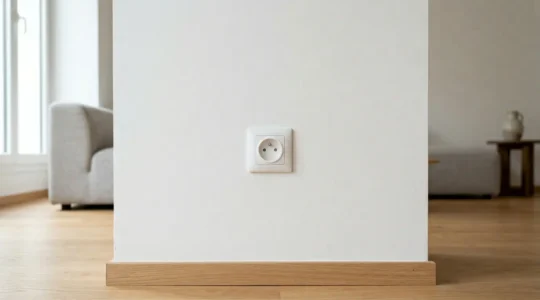 Prise électrique murale avec terre dans un intérieur résidentiel moderne