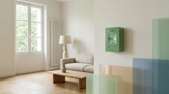 Visualisation des données de consommation électrique sur un écran moderne avec des graphiques de suivi énergétique