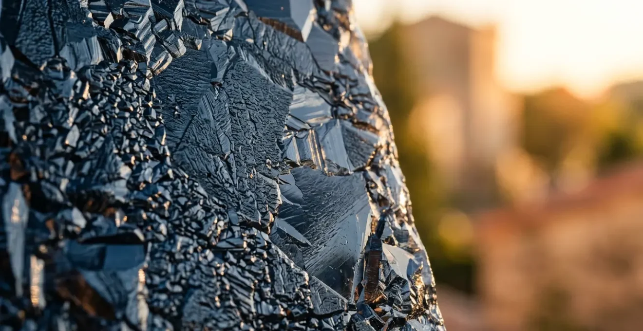 Gros plan sur une cellule photovoltaïque en silicium cristallin éclairée par la lumière solaire, illustrant le processus de conversion de l'énergie lumineuse en électricité